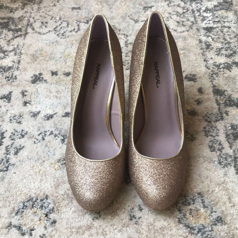 X-Appeal Gold Glitter High Heels